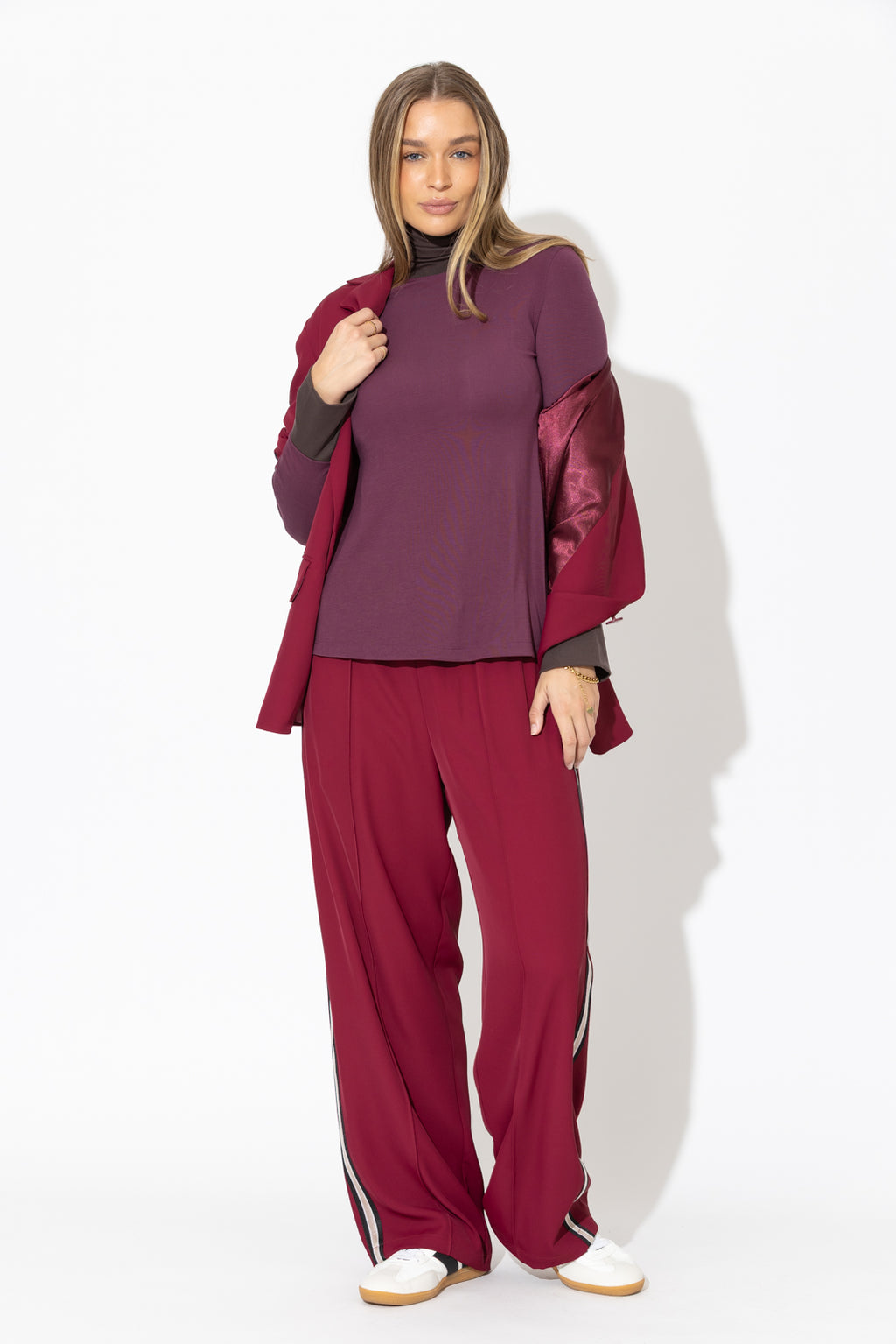 Cherry Tencel Turtle Neck Top