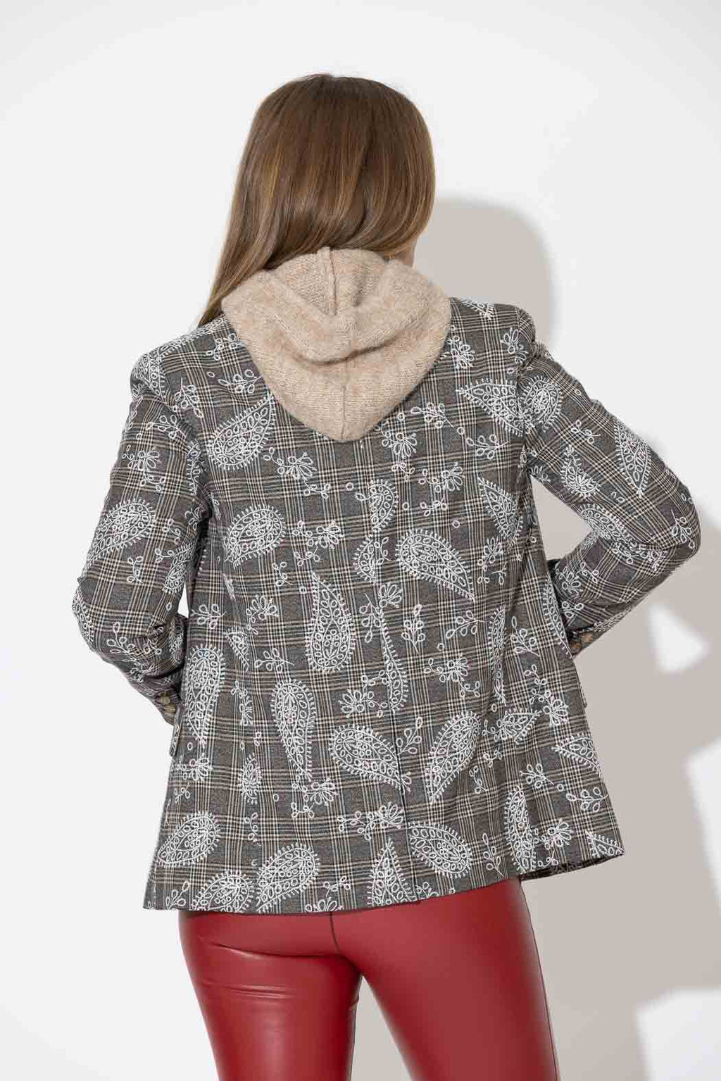 Paisley Check Wrap Blazer