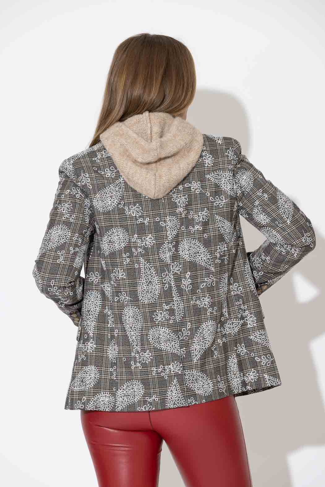 Paisley Check Wrap Blazer