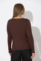 Chocolate Fine Knit V Top