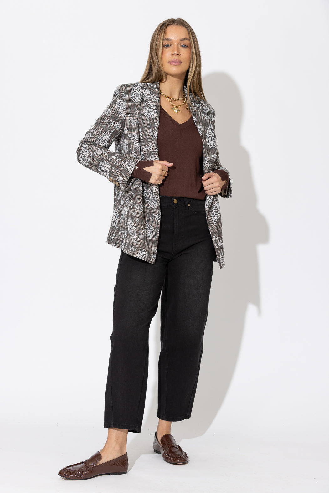 Chocolate Fine Knit V Top
