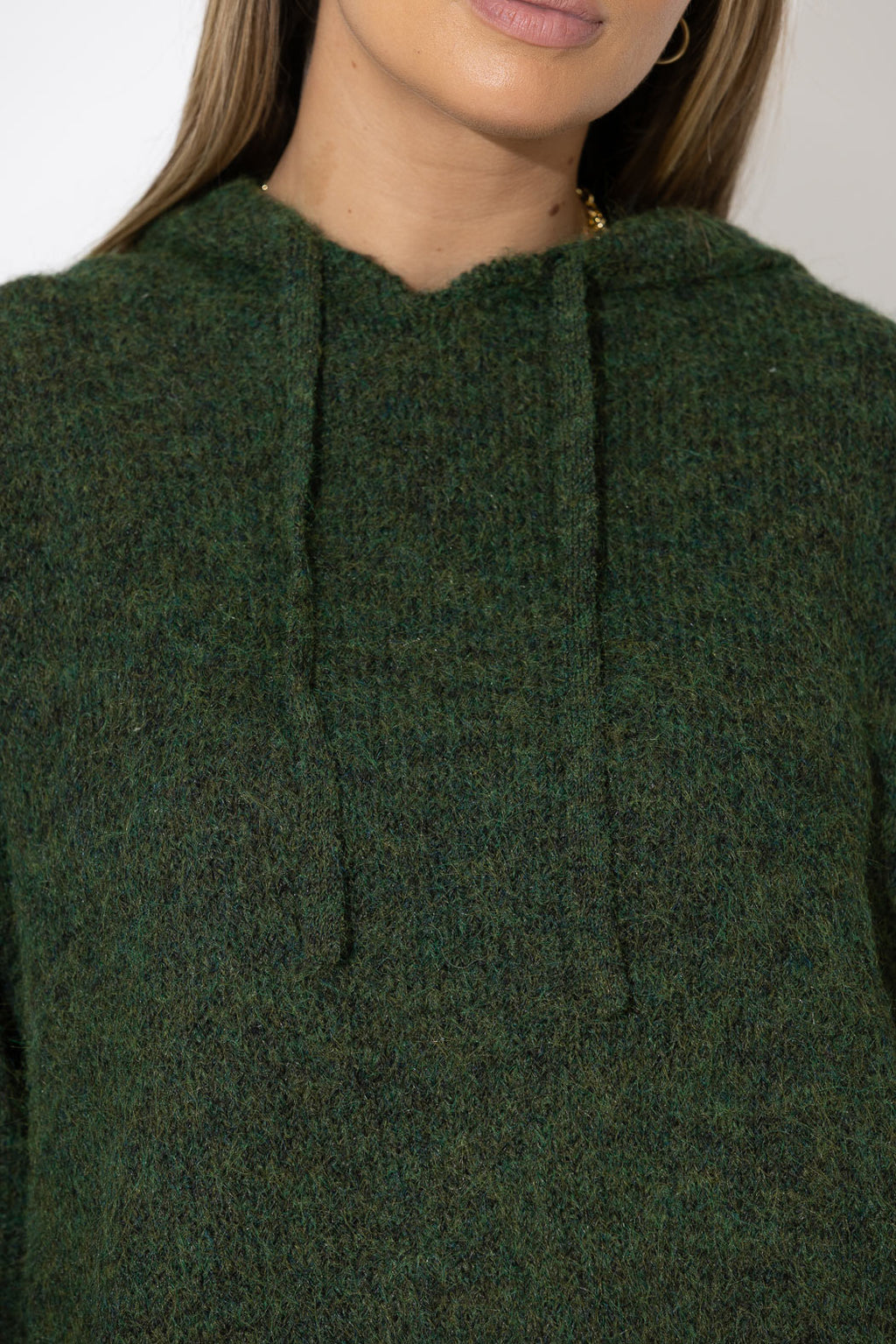 Khaki Fluffy Hooded Jumper