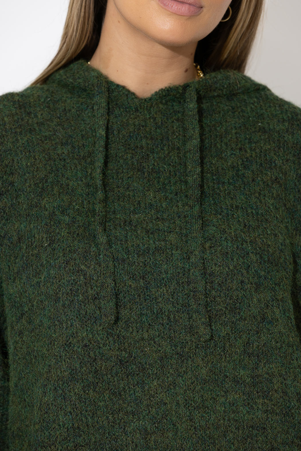 Khaki Fluffy Hooded Jumper