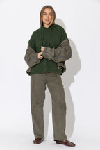 Khaki Fluffy Hooded Jumper