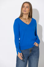 Cobalt Fine Knit V Top