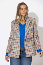 Oatmeal Check Wrap Blazer