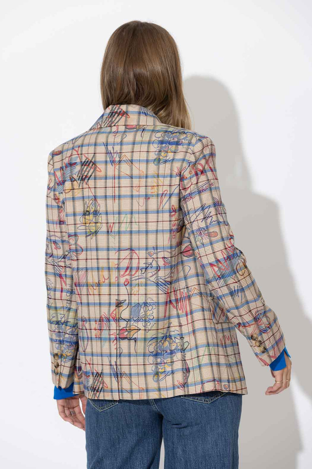 Oatmeal Check Wrap Blazer