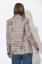 Oatmeal Check Wrap Blazer