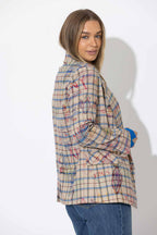 Oatmeal Check Wrap Blazer
