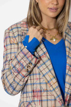 Oatmeal Check Wrap Blazer