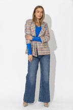 Oatmeal Check Wrap Blazer