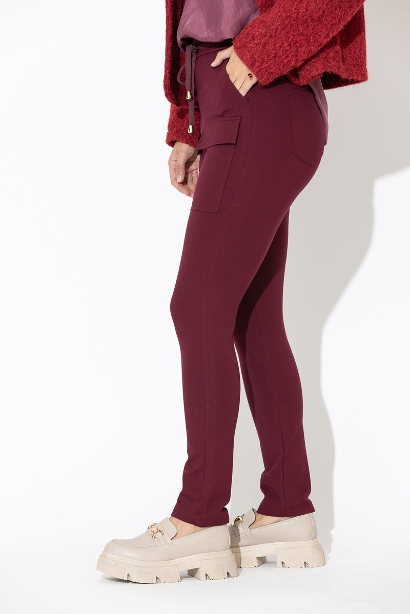 Burgundy Ponte Jogger Cargo Pant