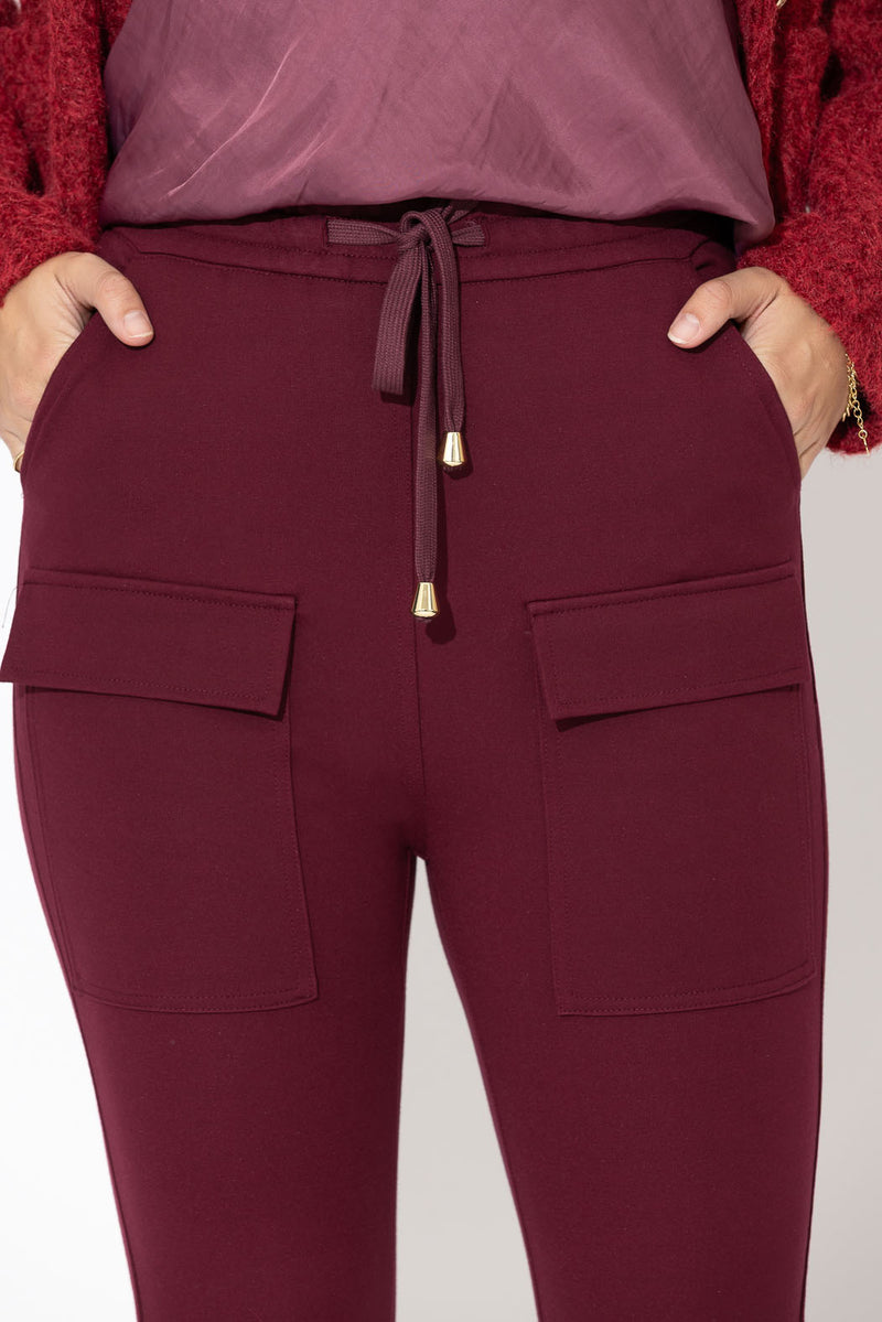 Burgundy Ponte Jogger Cargo Pant