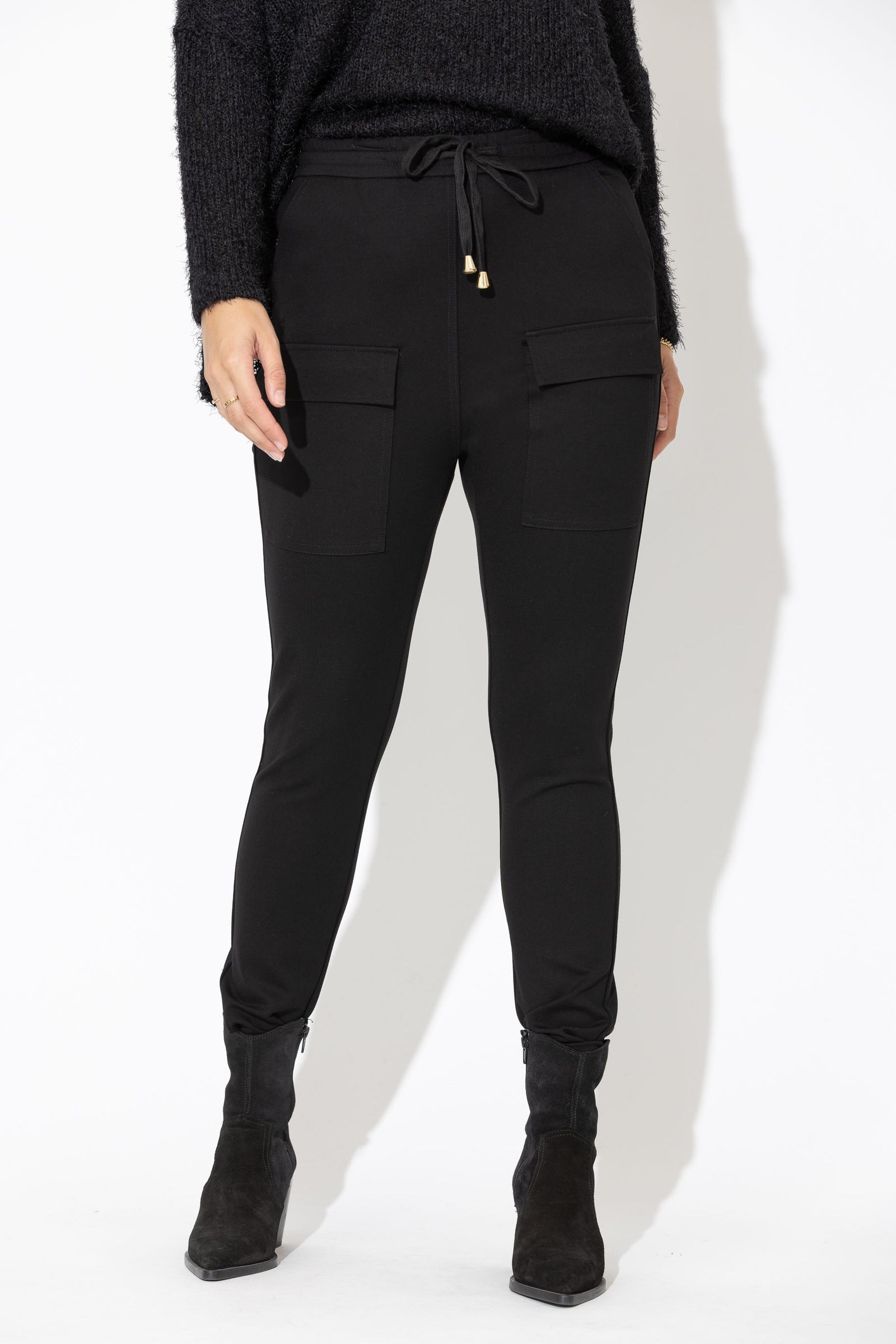 Black Ponte Jogger Cargo Pant