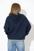 Navy Contrast Hood Knit Jumper