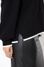Black Contrast Hood Knit Jumper
