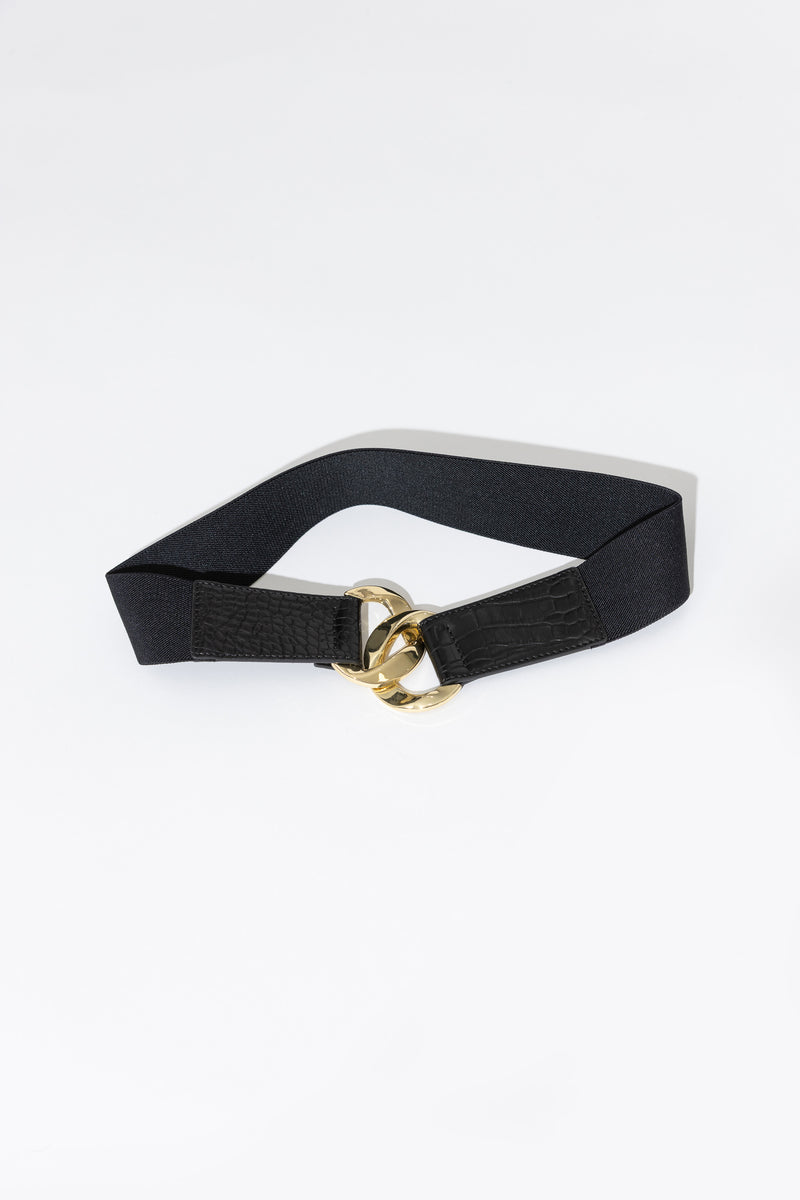 Gold Double Ring Elasticated Belt