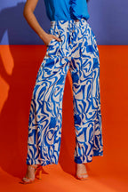 Blue/White Silky Cargo Culottes