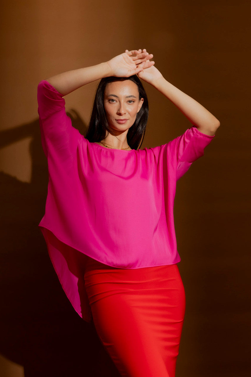 Pink Silky Hi-Lo Top