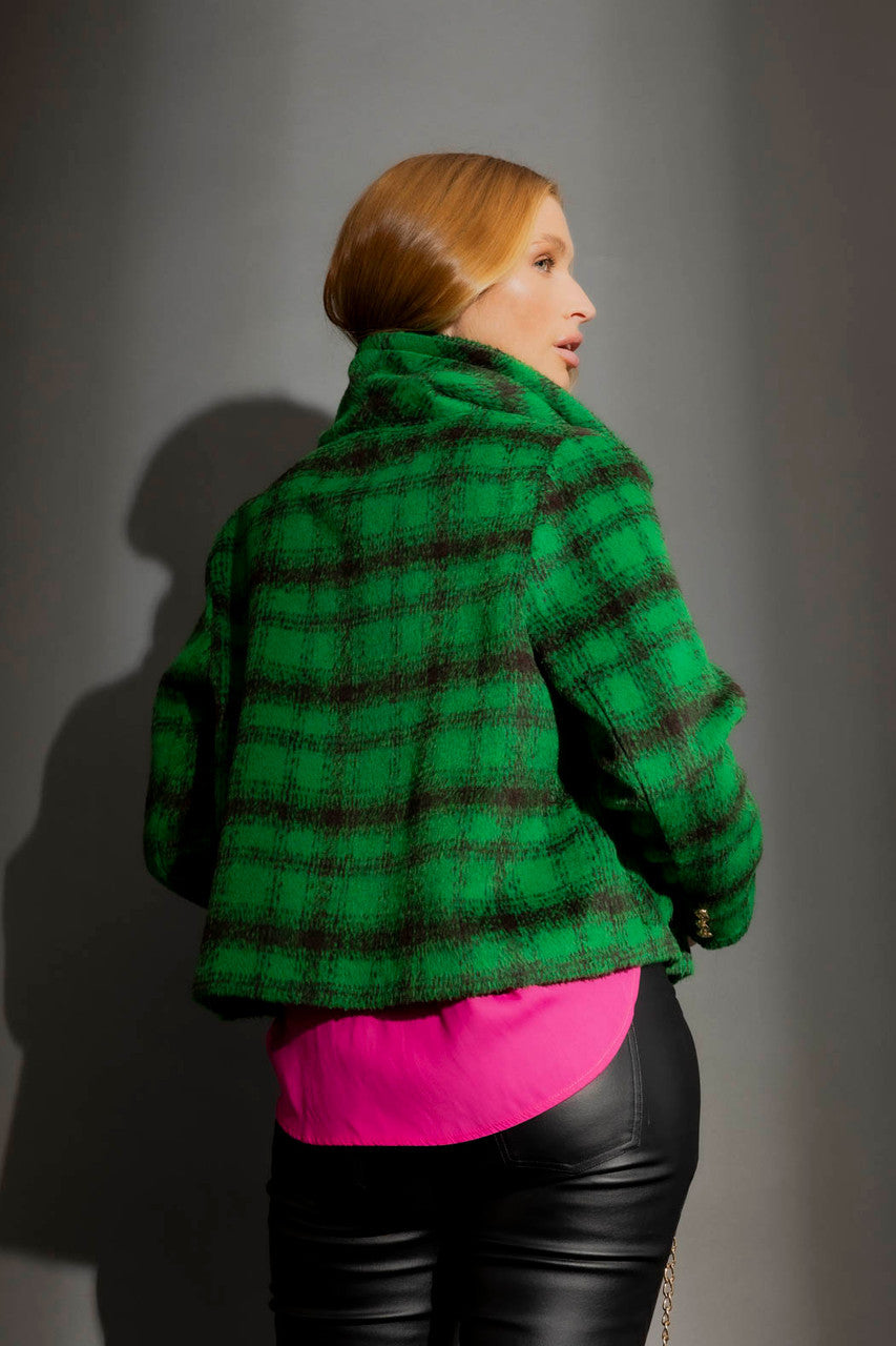 Green Check Crop Astra Coat Green Check