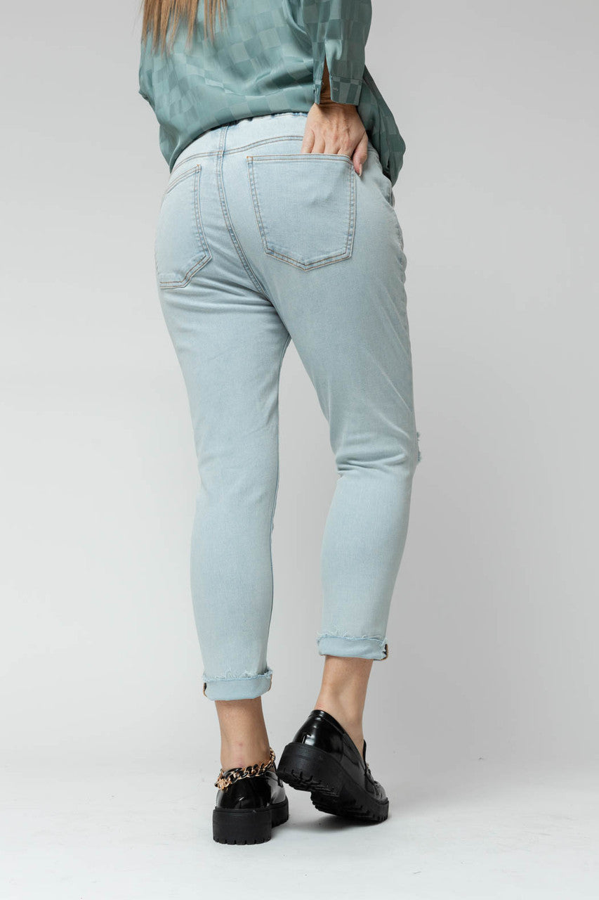 Light Denim Drawstring Jean