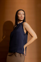 Navy Ruffle Cami