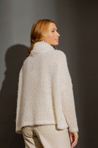 Ivory Fluffy Roll Neck Jumper