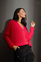 Raspberry Fluffy Wonder Cardigan