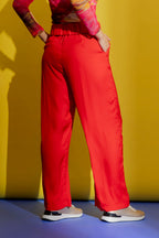 Red Silky Paperbag Pant