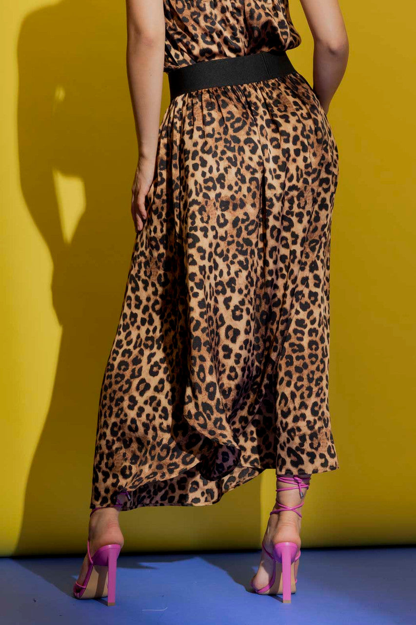 Tan Animal Silky Slip Skirt Tan Animal