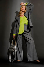 Grey Check Lurex Cleo Pant Grey Check