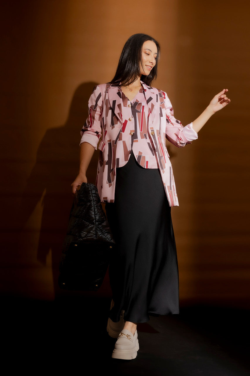 Pink Shapes Print Blazer Pink Shapes