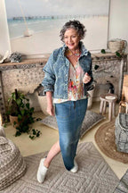 Mid Denim Floral Jacket