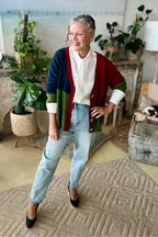 Burgundy Recycled Yarn Fluffy Cardigan Burgundy S