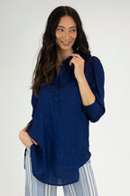 Navy Lurex Maya Shirt - FINAL SALE