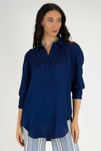 Navy Lurex Maya Shirt - FINAL SALE