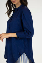 Navy Lurex Maya Shirt - FINAL SALE