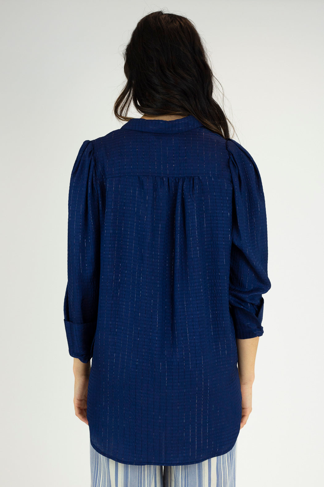 Navy Lurex Maya Shirt - FINAL SALE
