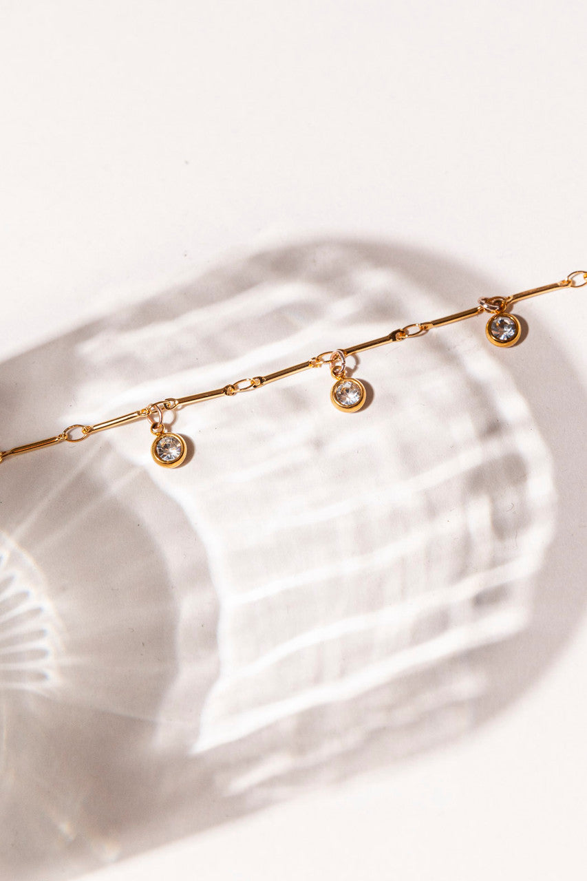 Gold Plated Chain Rhinestone Necklace S