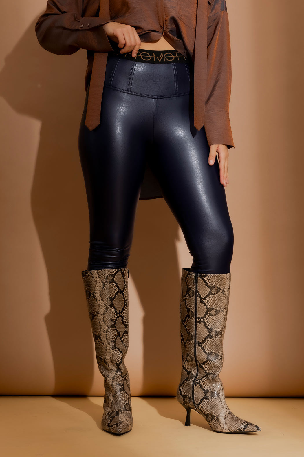 Navy Croc Coated Miracle Pant