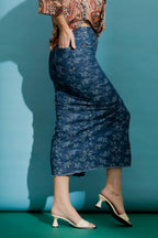 Dark Floral Denim Skirt