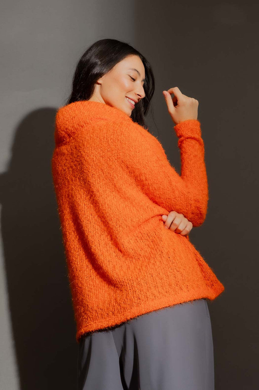 Orange Fluffy Roll Neck Jumper