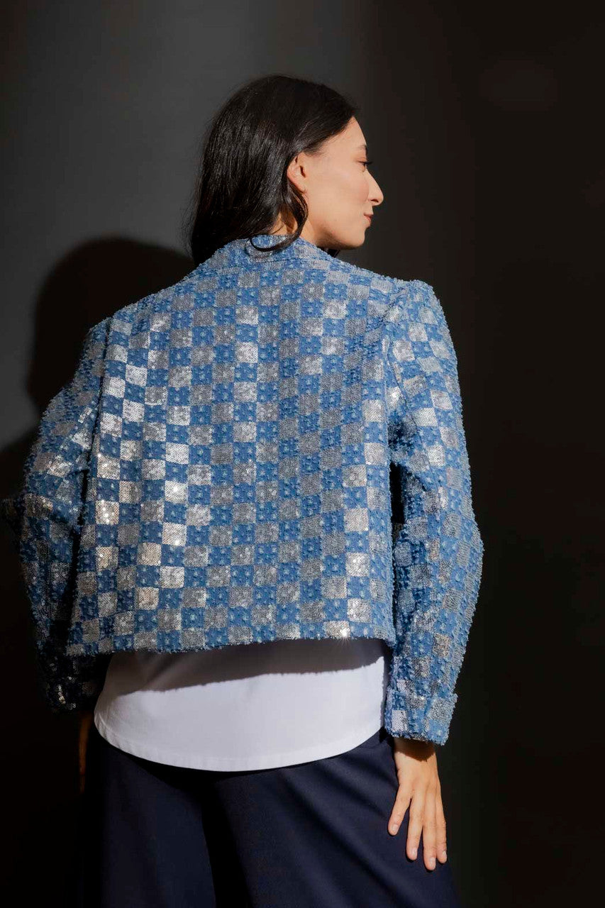 Chambray Denim Sequin Jacket