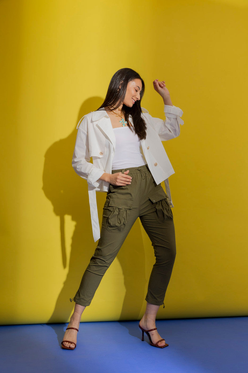 Khaki Parachute Cargo Pants