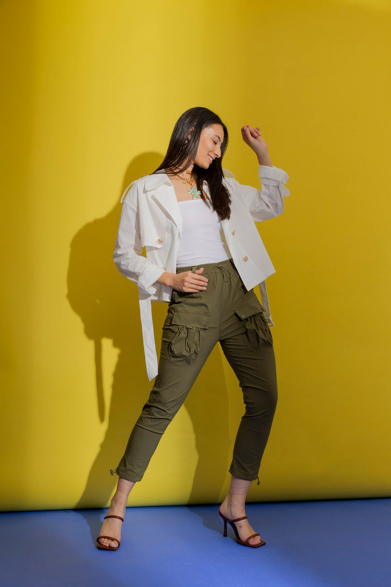 Khaki Parachute Cargo Pants