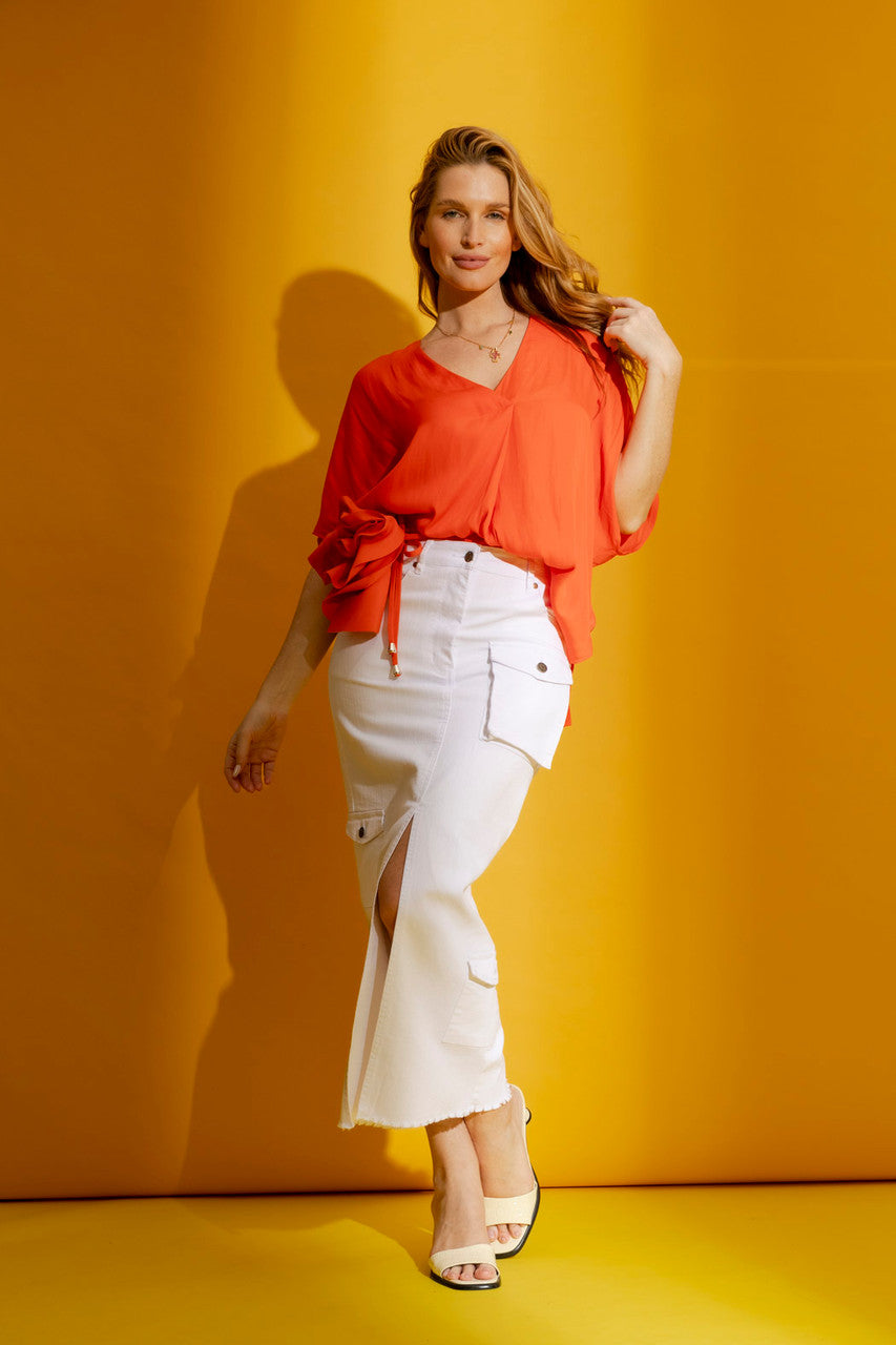 White Cargo Jean Skirt