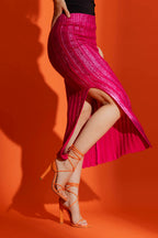 Pink Crochet Foil Knit Skirt