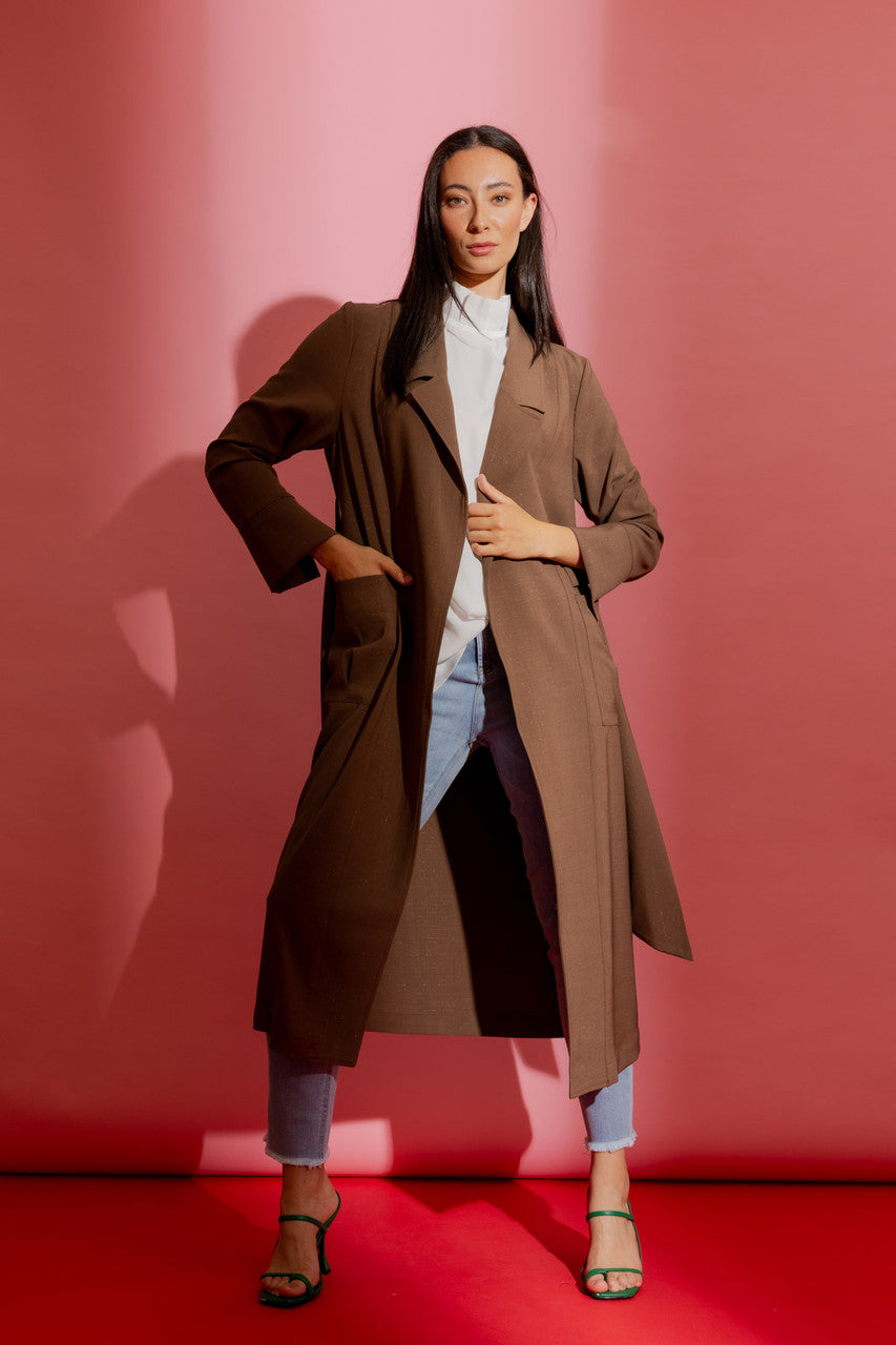 Coffee Shimmer Trench Coat