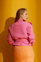 Pink Denim Crop Trench