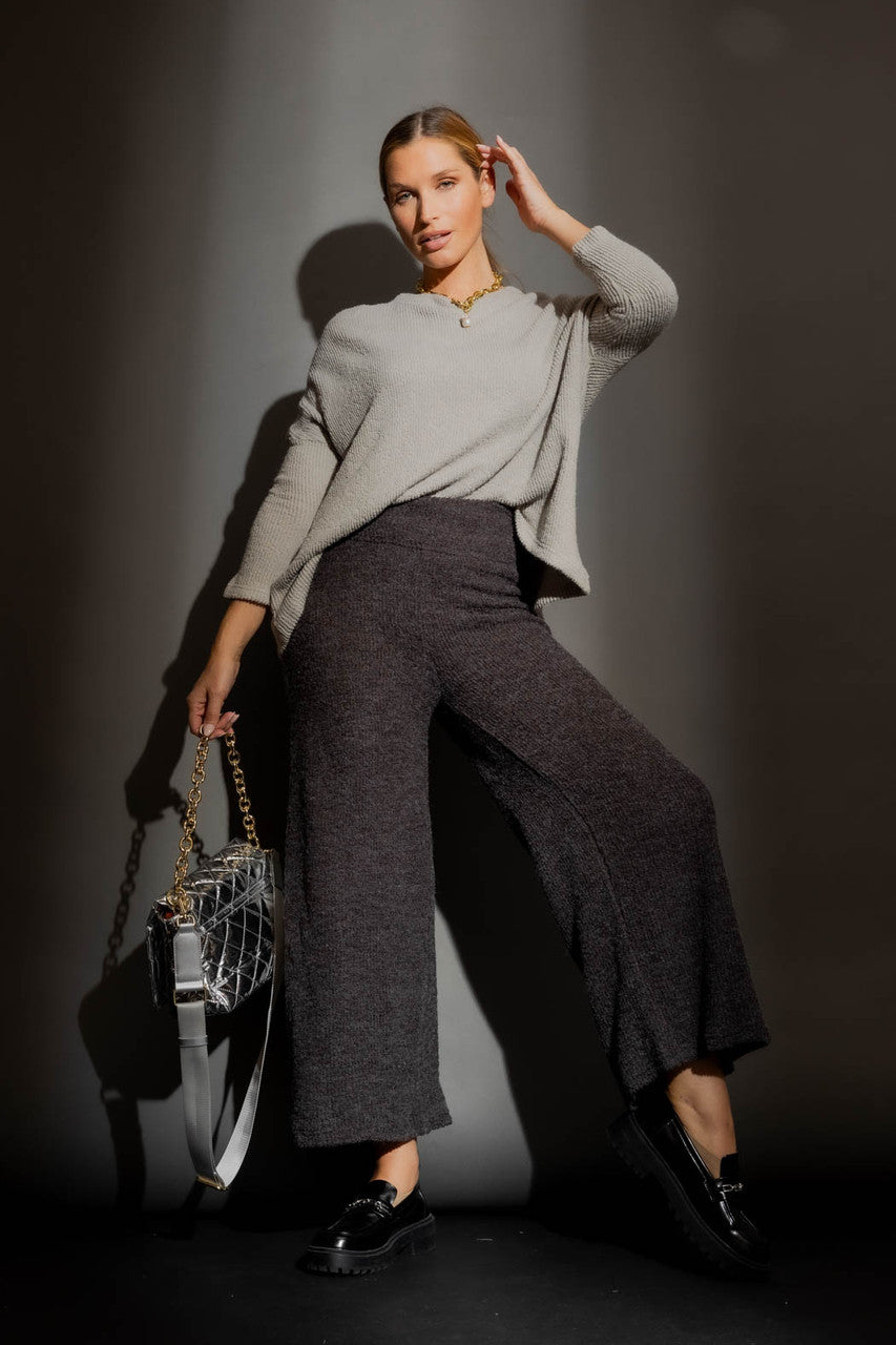 Silver Luxe Rib Crew Jumper